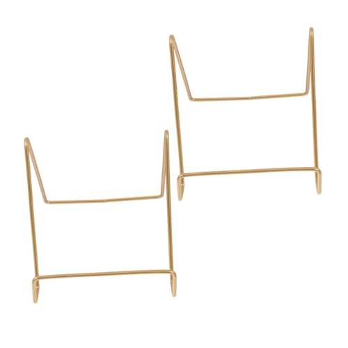 PEPLAYTAL 2 Stück Goldener Metall Tellerhalter Multifunktionaler Cookbook Ständer Stabiler Bild Dekoteller Aufsteller für Tisch und Regal Eleganter Präsentationsständer von PEPLAYTAL