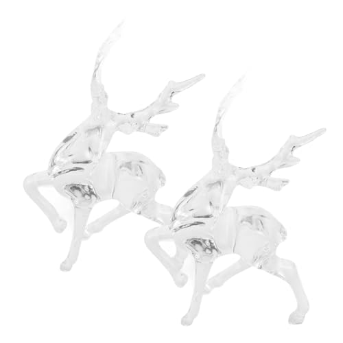 PEPLAYTAL 2stücke Transparentes Acryl Rentier Ornament Künstliche Weihnachtsdeko Für Tisch Wohnzimmer Und Büro Süßes Deko-Element Für Feiertagsfeiern Und Festliche Anlässe von PEPLAYTAL