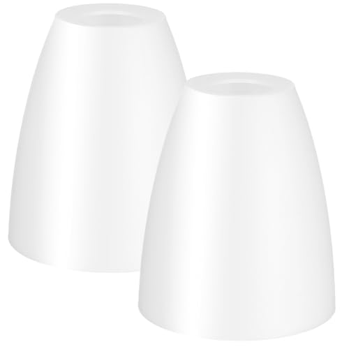 PEPLAYTAL 2 Stück Kunststoff Lampenschirme Langlebig und Stabil Kompatibel für Nachttisch Tischlampen Modernes Design Weiße Lampenschirme mit Mittelloch für Wohn Schlafzimmer von PEPLAYTAL
