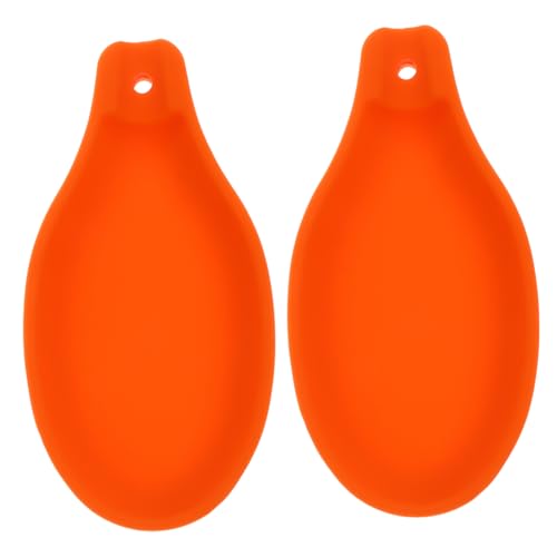 PEPLAYTAL 2 Stück Silikon Löffelablagen Praktische Küchenutensilien Halter Lebensmittelechtes Silikon für Kochlöffel und Utensilien Orange Stapelbar und Leicht von PEPLAYTAL