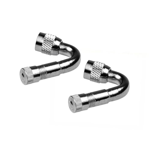 PEPLAYTAL 2 Stück Teiliges Abgewinkeltes Ventilverlängerungs Adapterset aus Metall Passend für Auto Motorrad und Fahrrad Langlebig Einfache Installation mit Metallkappe und Integriertem von PEPLAYTAL