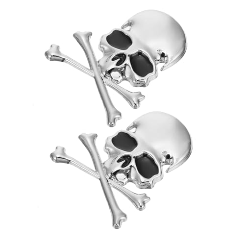 PEPLAYTAL 2 Stück Teiliges Autoaufkleber mit Kreativem Metall Skull Design Langlebig und Ablösbar für Karosserie Fenster Laptop und Motorrad Geeignet Individuelle Fahrzeugdekoration von PEPLAYTAL