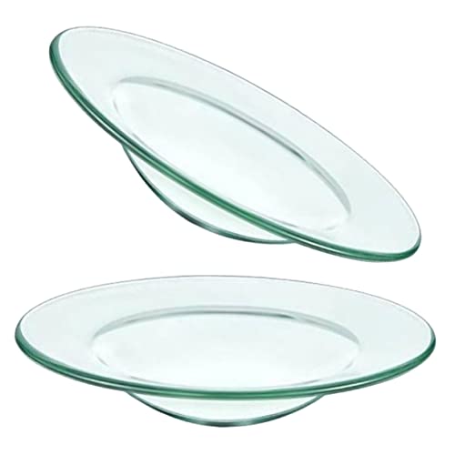 PEPLAYTAL 2 Stück Teiliges Ersatz Glas Wachsschmelzschalen Klare Runde Aromatherapie Ölwärmer Teller Hitzebeständig Leicht zu Reinigen Passend für Duftlampen und Wachswärmer von PEPLAYTAL