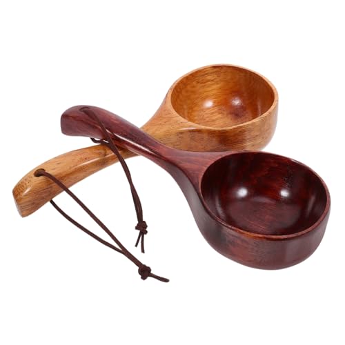 PEPLAYTAL 2 Stück Teiliges Holzlöffel mit Langem Griff Multifunktionale Suppenkelle Ergonomischer Küchenlöffel für Restaurant und Haushalt Stilvoll Langlebig Einfache Handhabung von PEPLAYTAL