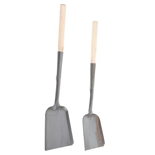 PEPLAYTAL 2 Stück Teiliges Kohleasche Schaufel aus Robustem Gusseisen Multifunktionale Gartenschaufel zum Lösen von Erde und Reinigen von Kamin Langlebig Verschleißfest für BBQ und von PEPLAYTAL