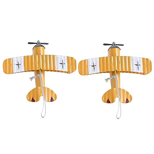PEPLAYTAL 2 Stück Teiliges Retro Eisenflugzeug Modell Kreative Eisenkunst Flugzeug Dekoration Langlebige Miniatur für Schreibtisch Wohnzimmer Büro Klassische Flugzeug Deko Gelb von PEPLAYTAL