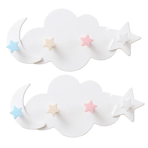 PEPLAYTAL 2 Stück Weiße Wolken Mond Stern Wandhaken aus Strapazierfähigem Material Kreative Selbstklebende Garderobenhaken für Badezimmer Küche Tür und Schlafzimmer zur Dekorativen PEPLAYTAL 2 Stück Weiße Wolken Mond Stern Wandhaken aus Strapazierfähigem Material Kreative Selbstklebende Garderobenhaken für Badezimmer Küche Tür und Schlafzimmer zur Dekorativen von PEPLAYTAL