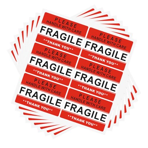 PEPLAYTAL 20 Blatt Selbstklebende Warnetiketten Vorsicht Zerbrechlich Rot Aufkleber Blättern Multifunktionale Versandetiketten für Elektronik und Zerbrechliche Waren PEPLAYTAL 20 Blatt Selbstklebende Warnetiketten Vorsicht Zerbrechlich Rot Aufkleber Blättern Multifunktionale Versandetiketten für Elektronik und Zerbrechliche Waren von PEPLAYTAL