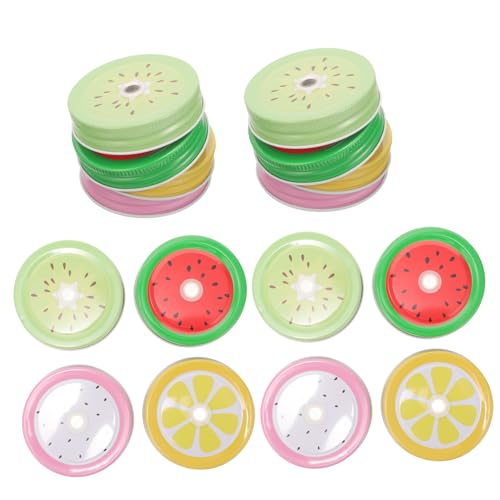 PEPLAYTAL 20 Stück Obst Motiv Mason Jar Deckel mit Strohhalmloch Auslaufsicherer Ersatzdeckel für Einmachgläser Vielseitig Einsetzbar für Aufbewahrungsgläser und Trinkgläser PEPLAYTAL 20 Stück Obst Motiv Mason Jar Deckel mit Strohhalmloch Auslaufsicherer Ersatzdeckel für Einmachgläser Vielseitig Einsetzbar für Aufbewahrungsgläser und Trinkgläser von PEPLAYTAL