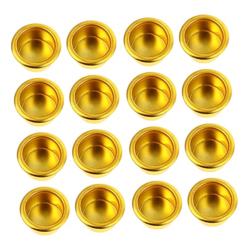 PEPLAYTAL 20 Stück Teiliges Aluminium Kerzeneinsatz Dekorative Metall Kerzenhalter für Stabkerzen DIY Kerzencup für Zuhause und Festtagsdeko Goldfarbene Kerzenständer für Kreative von PEPLAYTAL