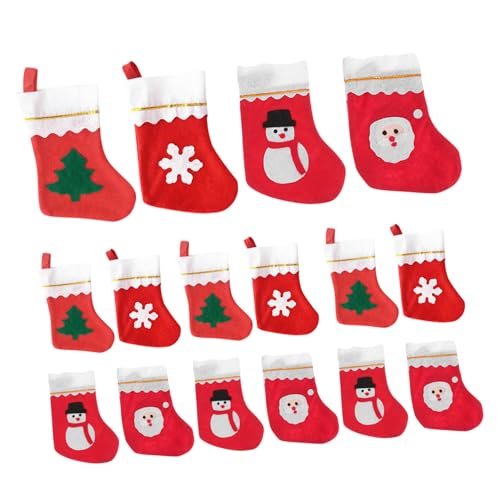 PEPLAYTAL 24 Stück Teiliges Weihnachtsstrumpf mit Klassischem Design Dekorative Hängesocken als Geschenkhalter für Weihnachtsbaum Kamin Fenster und Festliche Wohnraumdekoration Zufällige von PEPLAYTAL