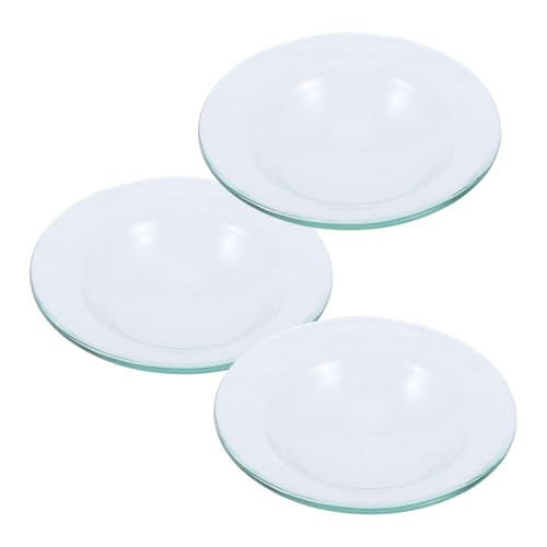 PEPLAYTAL 3 Stück Ersatz Ölwärmer Glas Schale Runde Transparente Wachsschmelzschale mit Glatter Oberfläche Hitzebeständige Aromalampe Ersatzschale für Duftöl und Kerzenwärmer von PEPLAYTAL