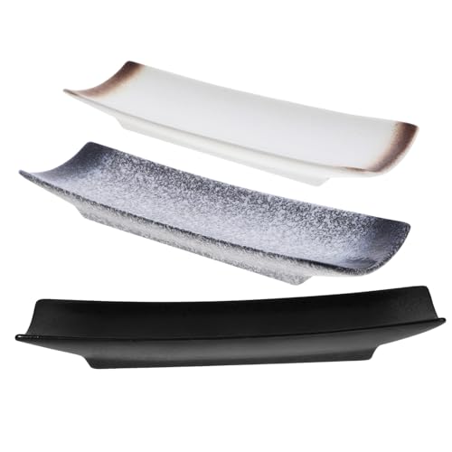 PEPLAYTAL 3 Stück Sushi Teller Japanischer Stil Rechteckige Snackplatte Servierteller Für Restaurant und Zuhause Stilvolle Porzellan Tableware Mikrowellengeeignet Für Sushi und Kleine PEPLAYTAL 3 Stück Sushi Teller Japanischer Stil Rechteckige Snackplatte Servierteller Für Restaurant und Zuhause Stilvolle Porzellan Tableware Mikrowellengeeignet Für Sushi und Kleine von PEPLAYTAL
