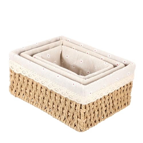 PEPLAYTAL 3 Stück Teiliges Aufbewahrungskorb aus Rattan Geflochtene Desktop Organizer Vielseitige Aufbewahrungsboxen für Haushalt Büro und Schule Beige Platzsparend und Stilvoll PEPLAYTAL 3 Stück Teiliges Aufbewahrungskorb aus Rattan Geflochtene Desktop Organizer Vielseitige Aufbewahrungsboxen für Haushalt Büro und Schule Beige Platzsparend und Stilvoll von PEPLAYTAL