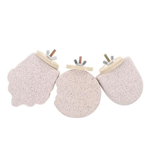 PEPLAYTAL 3 Stück Vogel Kauspielzeug Calcium Molar Schleifstein Sitzstange für Papageien Wellensittiche Chinchillas Eichhörnchen Hamster Käfig Zubehör Langlebig Einfach zu Montieren von PEPLAYTAL