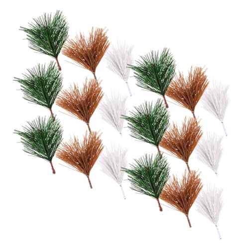 PEPLAYTAL 30 Stück Teiliges Künstliche Tannennadeln aus Farbechten PVC mit Braunen Grünen und Weißen Nadeln Realistische Weihnachtszweige als Vielseitige DIY Deko für Foto Requisiten und von PEPLAYTAL