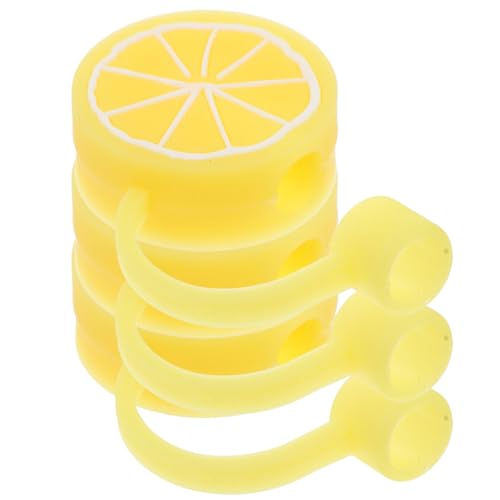 PEPLAYTAL 3Stücke Zitronen-strohhalm-kappen aus Silikon Wiederverwendbare Trinkhalmstopfen für Hygienisches Trinken Leicht und Praktisch für Gläser und Becher von PEPLAYTAL