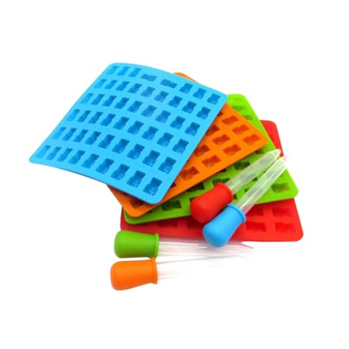 PEPLAYTAL 4 Sätze Mulden Bär Silikon Schokoladenform mit Tropfpipette DIY Fruchtgummi Form Backform für Pralinen Jelly Eiswürfel Farbmix Blau Rot Grün Orange PEPLAYTAL 4 Sätze Mulden Bär Silikon Schokoladenform mit Tropfpipette DIY Fruchtgummi Form Backform für Pralinen Jelly Eiswürfel Farbmix Blau Rot Grün Orange von PEPLAYTAL