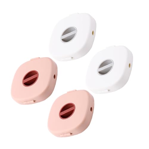 PEPLAYTAL 4 Stück Kabelaufwickler Kabelhalter Kabelorganizer für Strom und Kopfhörerkabel Drehbarer Kabelwickler Aufbewahrung für Schreibtisch und Reise Kompakt Tragbar Weiß und Rosa von PEPLAYTAL