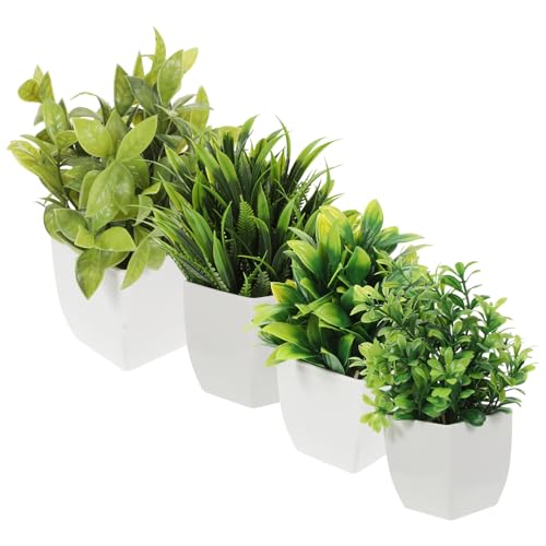 PEPLAYTAL 4 Stück Künstliche Topfpflanzen Mini Bonsai Imitation Pflanzen mit Weißem Kunststofftopf Pflegeleicht für Innenräume Büro Wohnzimmer Dekoration ohne Wasser und Sonnenlicht PEPLAYTAL 4 Stück Künstliche Topfpflanzen Mini Bonsai Imitation Pflanzen mit Weißem Kunststofftopf Pflegeleicht für Innenräume Büro Wohnzimmer Dekoration ohne Wasser und Sonnenlicht von PEPLAYTAL