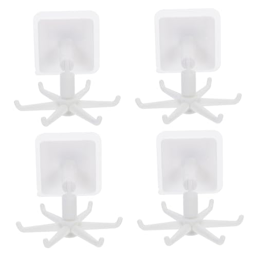 PEPLAYTAL 4 Stück Multifunktionaler Drehbarer Utensilienhalter mit Haken Stabiler Küchenorganizer zur Aufbewahrung von Kochlöffeln Spateln und Besteck Selbstklebend Platzsparend Weiß von PEPLAYTAL