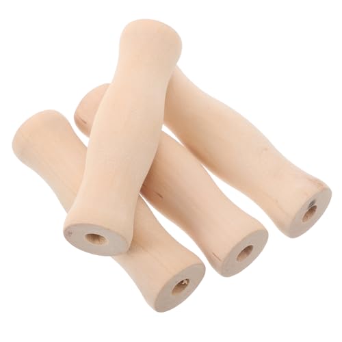 PEPLAYTAL 4 Stück Teiliges Holzgriffe für Grillbesteck Hitzebeständige Rutschfeste Küchenholzgriffe mit Lochdesign Stabile Griffe für Outdoor Kochen Camping und Grillzubehör von PEPLAYTAL