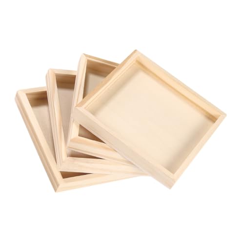 PEPLAYTAL 4 Stück Teiliges Holztablett Puzzle Organizer Holzpuzzle Aufbewahrungsfach Großer Kapazität Rutschfestes Puzzle Zubehör für Holzbausteine von PEPLAYTAL