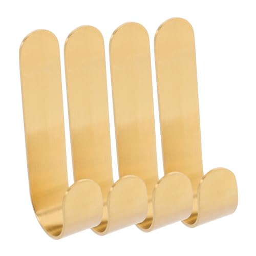 PEPLAYTAL 4 Stück Teiliges Messing Wandhaken Gold Kleine Garderobenhaken ohne Klebstoff Robuste Kleiderhaken für Bad Küche Flur zum Aufhängen von Mänteln Hüten Schlüsseln und Taschen von PEPLAYTAL