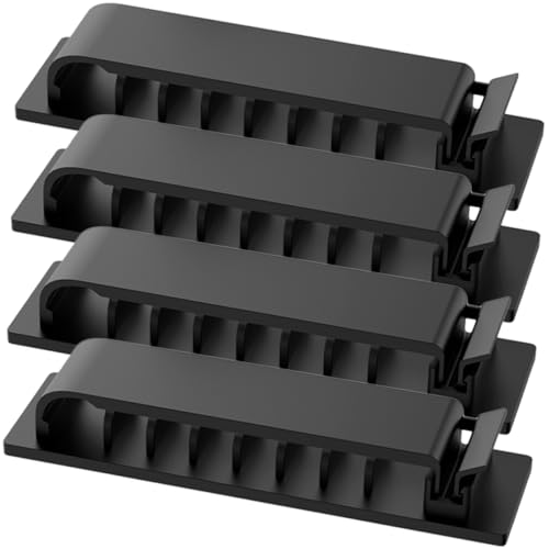 PEPLAYTAL 4 Stück Teiliges Selbstklebender Kabelclips mit Löchern Kabel Organizer mit Federklammer Kabelhalter für Wand Schreibtisch und Auto Robustes Kabelmanagement für Verschiedene von PEPLAYTAL