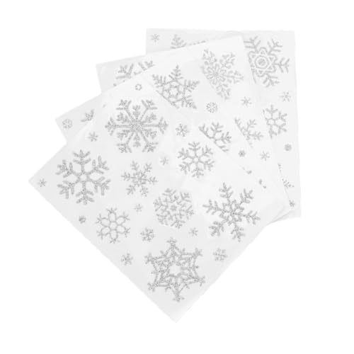 PEPLAYTAL 4 Stück Teiliges Set Selbstklebende Schneeflocken Fensteraufkleber Silber Weihnachtsdeko für Zuhause und Laden DIY Frei Gestaltbar Umweltfreundlich und Rückstandsfrei von PEPLAYTAL