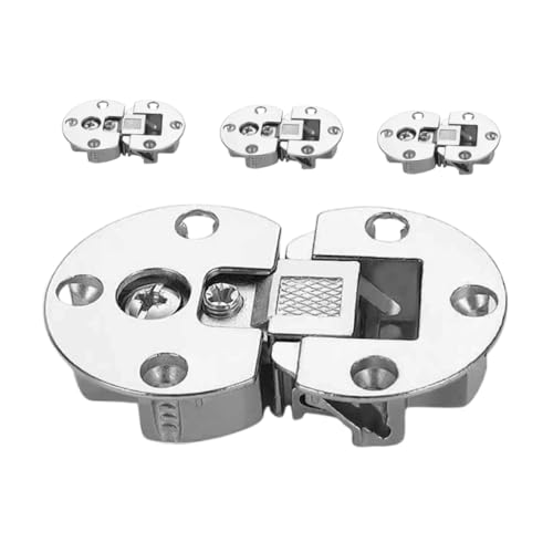 PEPLAYTAL 4 Stück Teiliges Verstellbares Scharnierset für Küchenschranktüren Verdeckte Metallbänder mit Bündiger Montage Platzsparendes Dropdown Design Silberfarbene Versteckte von PEPLAYTAL