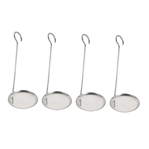 PEPLAYTAL 4Stücke Frittierlöffel Teilig Flache Bratlöffel mit Langem Griff zum Braten von Garnelenkuchen und Reiskrusten Rostfrei Leicht und Robust Silber von PEPLAYTAL