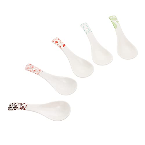 PEPLAYTAL 5 Stück Keramiklöffel Teiliges Kleine Suppenlöffel aus Hochwertigem Porzellan Vielseitig für Brei Suppe Reis Dessert Haushalt Küche von PEPLAYTAL
