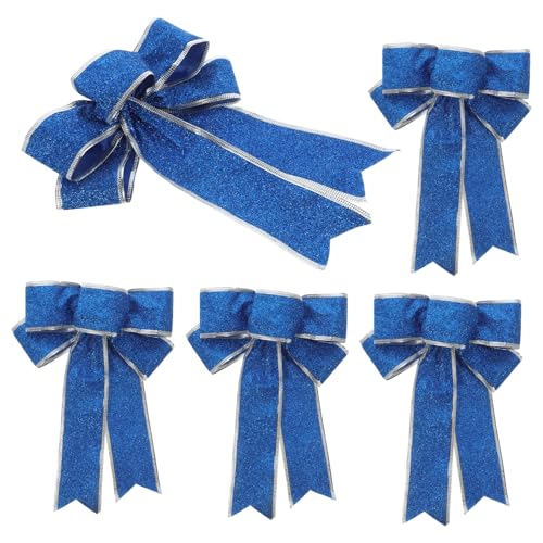 PEPLAYTAL 5 Stück Teiliges Blaue Weihnachtsbaum Schleifen aus Robustem Stoff Glitzernde Geschenkband Schleifen für Weihnachtsdeko Fertige Knotenschleifen für Baum Türen Wände Tische PEPLAYTAL 5 Stück Teiliges Blaue Weihnachtsbaum Schleifen aus Robustem Stoff Glitzernde Geschenkband Schleifen für Weihnachtsdeko Fertige Knotenschleifen für Baum Türen Wände Tische von PEPLAYTAL