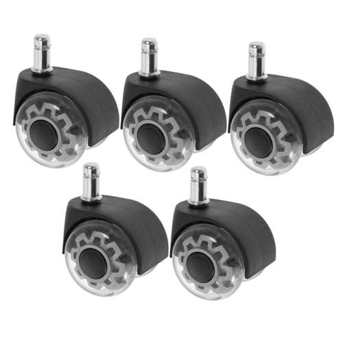 PEPLAYTAL 5 Stück Teiliges Bürostuhl aus Robustem Material Geräuscharm Kratzfest Kompatibel für Teppich und Hartboden Werkzeuglose Montage Langlebige Möbelrollen für Bürostühle von PEPLAYTAL