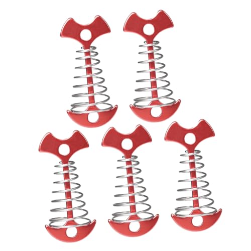 PEPLAYTAL 5 Stück Teiliges Outdoor Fishbone Bodenanker mit Edelstahl Spiralfeder Multifunktionale Zeltheringe für Camping Leicht Tragbar Fest Fixierende Erdspieße für Zelte und Sonnenschirme von PEPLAYTAL