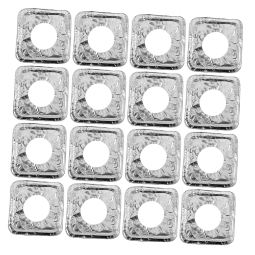 PEPLAYTAL 50 Stück Quadratische Aluminiumfolie Herdschutz Einweg Gasspaltenschutz Ölschutz Matte für Gasherd zur Auffangung von Fett und Essensresten Passend für Viele Gasherde von PEPLAYTAL