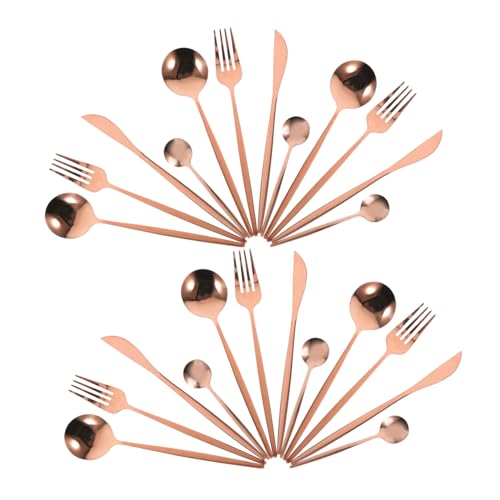PEPLAYTAL 6 Sätze Besteckset Teilig Roségold für Steak und Besondere Anlässe für Dinnerpartys mit Ergonomischen Griffen und Leichtem Design von PEPLAYTAL