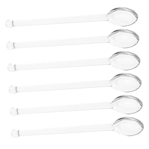 PEPLAYTAL 6stücke Teiliges Transparente Glaslöffel Rührlöffel Für Tee Kaffee Und Cocktails Langlebige Und Vielseitige Rührstäbe Für Getränke Und Desserts Küche Oder Feiern von PEPLAYTAL