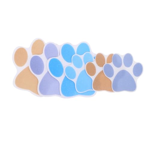PEPLAYTAL 6 Stück Teiliges Peva Anti rutsch Aufkleber mit Niedlichem Hunde Pfoten Design Wasserfeste Badewannen Streifen in Blau und Braun rutschfeste Badezimmer Dekoration Hitzebeständig von PEPLAYTAL