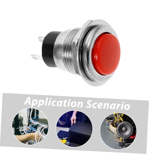 PEPLAYTAL 6 Stück Teiliges Poliger Selbstzurückstellender Momentary Button Switch in Rot Kompakter Runder Druckschalter für Auto Fahrzeug Türklingel und Haushaltsgeräte Einfache Montage von PEPLAYTAL