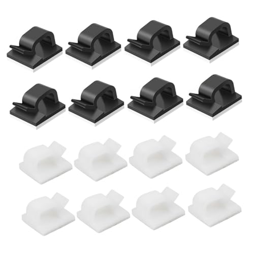 PEPLAYTAL 60 Stück Selbstklebende Kabelclips Robuste Drahthalter für Schreibtisch Büro und Auto Praktische Kabelorganisation ohne Bohren Schwarze und Weiße Clips von PEPLAYTAL
