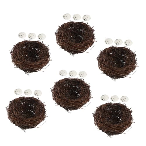 PEPLAYTAL 6Er-Set Handgefertigte Dekoration des Vogelnestes geflochtenes Vogelnest aus Rattan Vogelnestdekoration für den Garten Garten-Vogelhaus-Ornament Vogelbrutnest trockene Rebe Kaffee PEPLAYTAL 6Er-Set Handgefertigte Dekoration des Vogelnestes geflochtenes Vogelnest aus Rattan Vogelnestdekoration für den Garten Garten-Vogelhaus-Ornament Vogelbrutnest trockene Rebe Kaffee von PEPLAYTAL