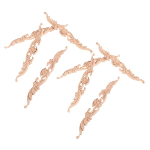 PEPLAYTAL 8 Stück Teiliges Holzapplikationen mit Geschnitztem Blumenrahmen Dekorative Holzverzierungen für Möbel Schrank Bett Natürliche Holzelemente für Tür und Wanddekoration Klassisch von PEPLAYTAL
