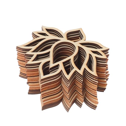 PEPLAYTAL 90 Stück Teiliges Holzrahmen Lotus Mond DIY Bastelringe Stabile Leichte Makramee Kreise Natürliche Holzmaterialien für Wanddekoration Schlafzimmer Wohnzimmer von PEPLAYTAL