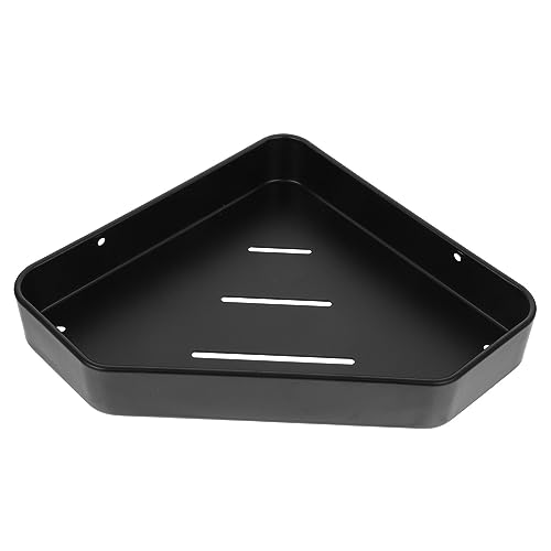 PEPLAYTAL Eck wandregal aus Schwarzem Space alu Wandmontiertes Einlagiges Duschregal mit Rutschfestem Rand Selbstklebend und Nagelbar Platzsparende Aufbewahrung für Bad und Dusche von PEPLAYTAL