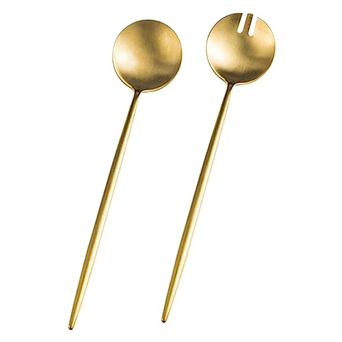 PEPLAYTAL Edelstahl Salatbesteck Goldfarben Teilig Wiederverwendbarer Dessertlöffel und Party Appetizer Gabel Komfortabel Spülmaschinenfest Geeignet für Restaurant Hotel und Zuhause von PEPLAYTAL
