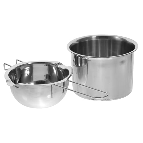 PEPLAYTAL Edelstahl Schmelztopf Wasserbad Schmelzschüssel Butterwärmer mit Außenbehälter Rostfrei Hitzebeständig Leicht zu Reinigen für Schokolade Käse und Wachs von PEPLAYTAL