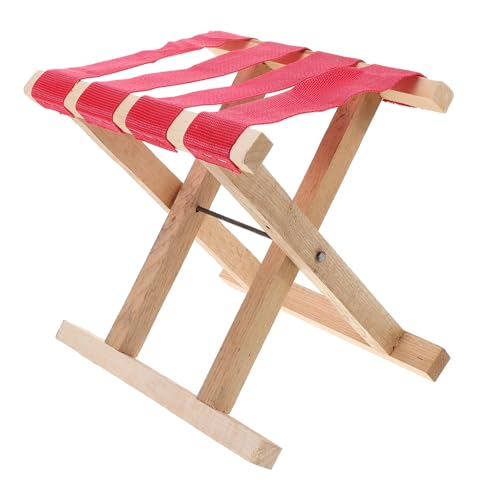 PEPLAYTAL Faltbarer Outdoor Klapphocker aus Holz Robuster Tragbarer Campingstuhl Kleines Faltbares Sitzbank für Angeln Garten und Picknick Höhe rot Multifunktional und Stabil von PEPLAYTAL