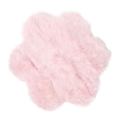 PEPLAYTAL Floral Teppich für Mädchenzimmer Weicher Blütenform Plüschteppich Rosa Kuscheliger Bodenbelag Wärmender Teppich für Schlafzimmer Bett Nordic Stil von PEPLAYTAL